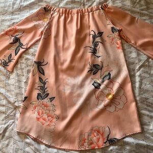 Floral Off-Shoulder Pink Dress